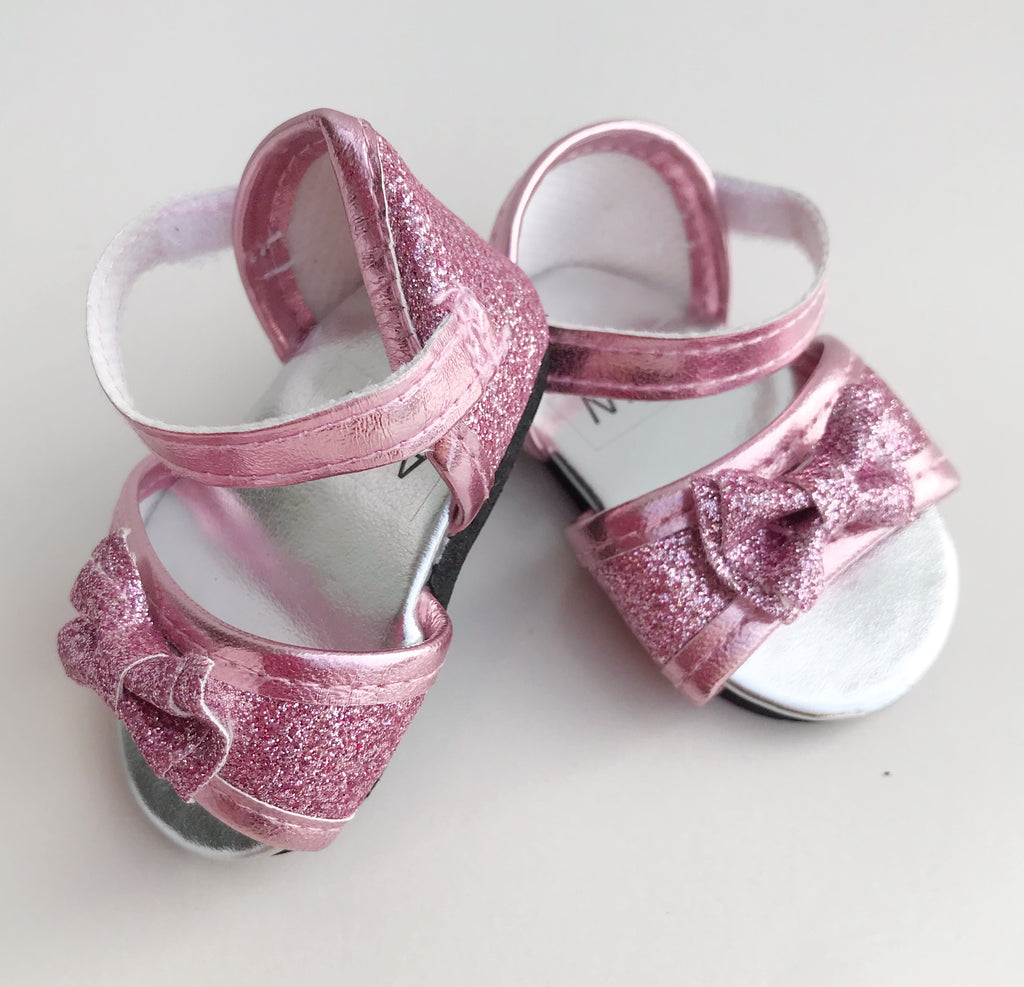 Pink Glitter Bow Dolly Sandals