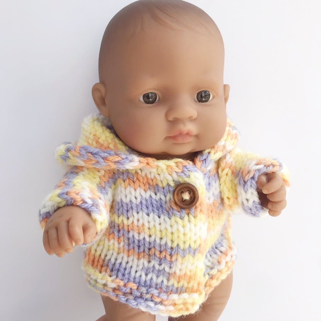 21cm Knitted Yellow Orange White and Blue Cardigan