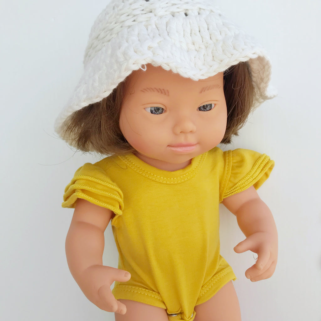 Crochet white floppy hat