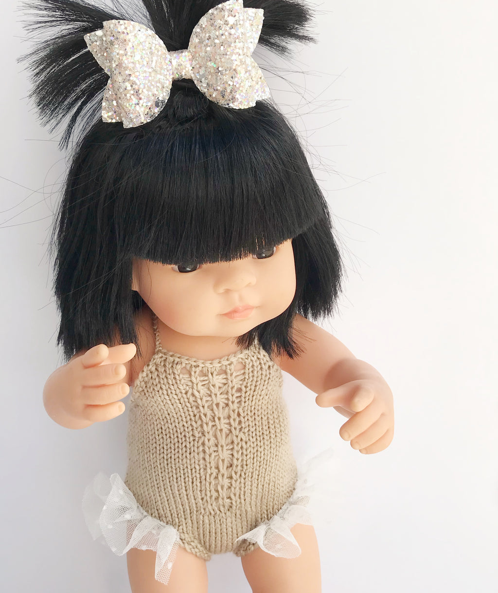 Beige Knitted Miniland Doll Tutu