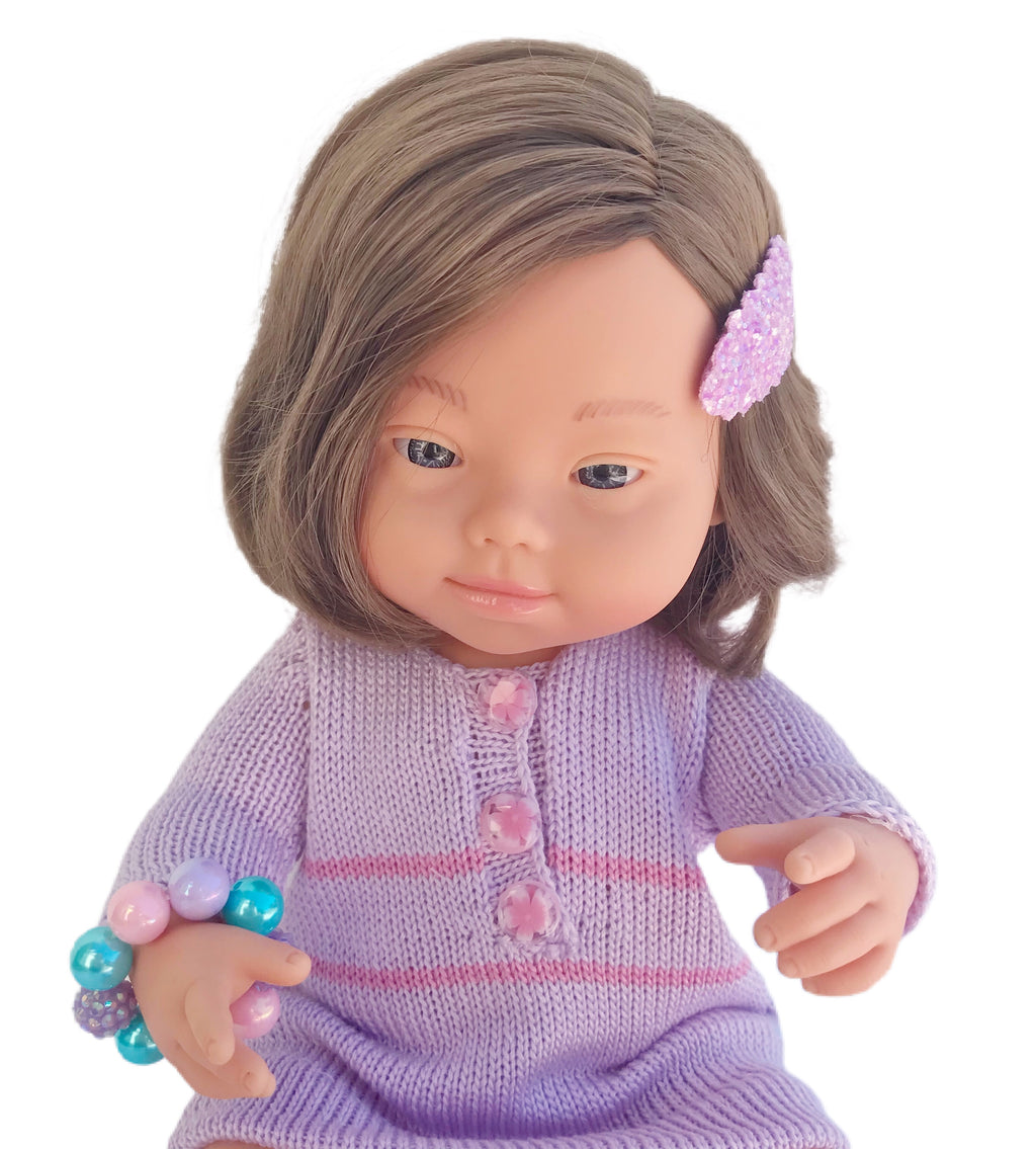 Down Syndrome Brown Haired Miniland Doll (underwear included) - 38cm