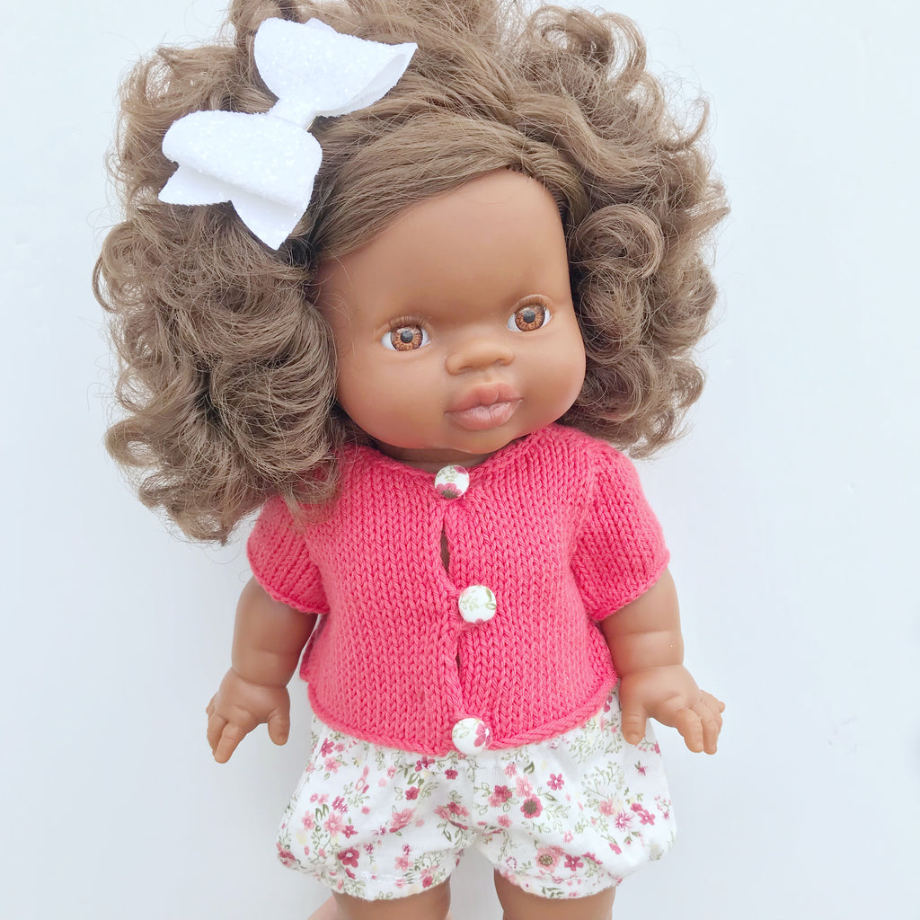 Minikane or Paola Reina Doll Knitted Cardigan and short set
