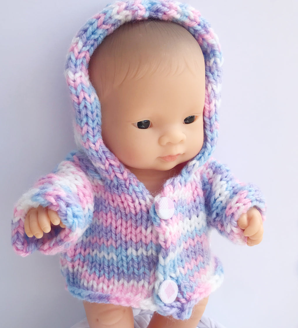 21cm Knitted Pink Purple White and Blue Cardigan